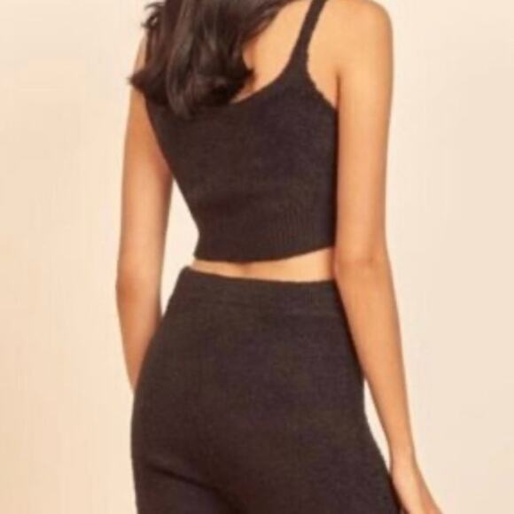 Reformation Black Fuzzy Knit Crop Top size XS - Picture 2 of 12